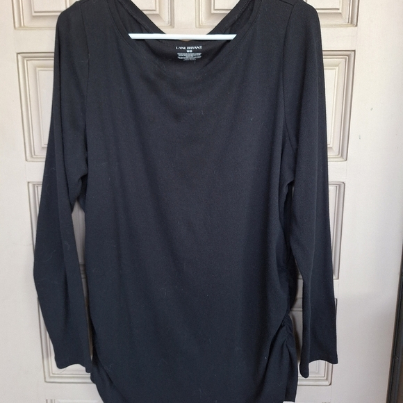Lane Bryant Sweater Plus Sz18/20 Lt Weight Black Ruch Sides Long Sleeves - Picture 7 of 9